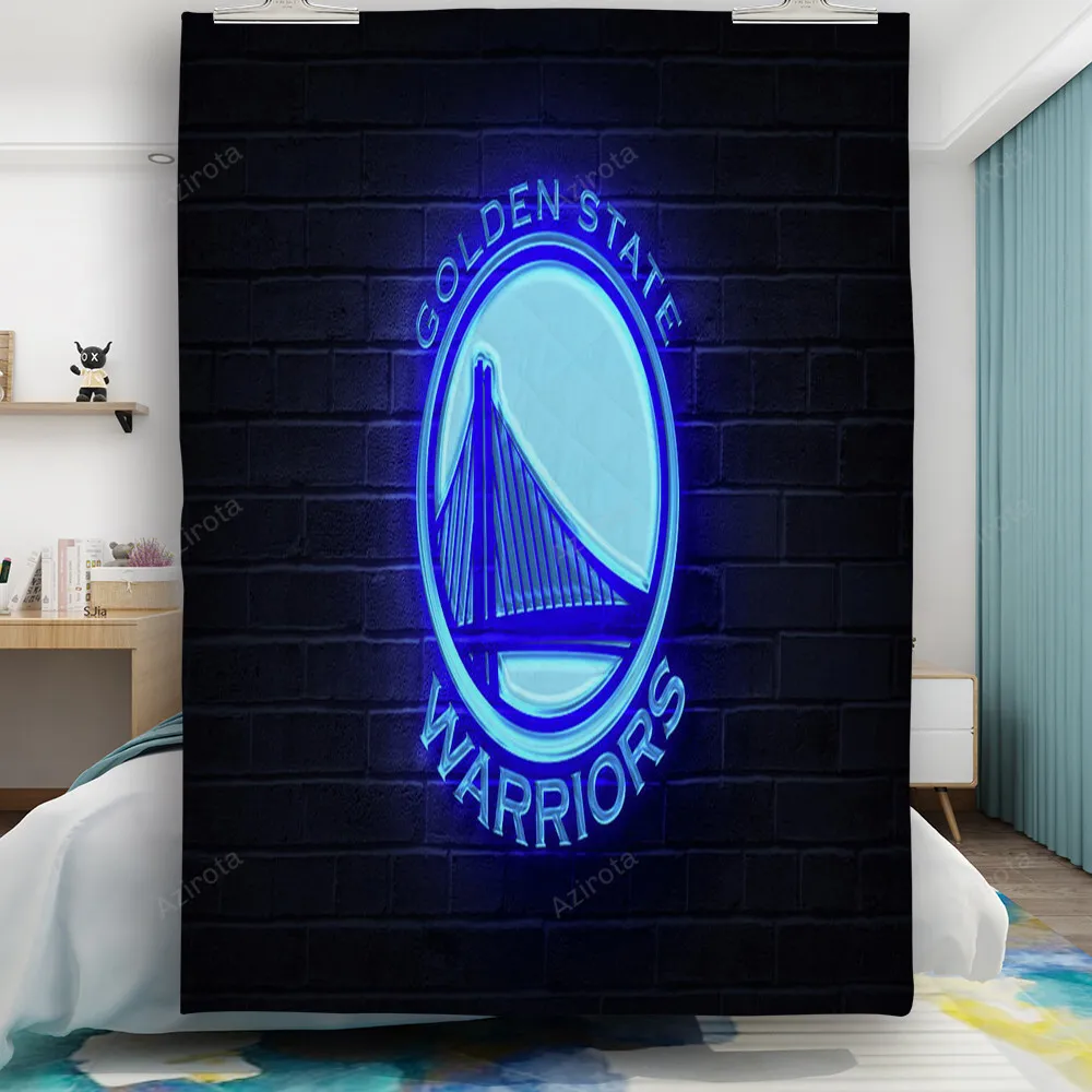 Golden State Warriors Emblem Neon On The Wall Gift For Fan 3D Full Printing Quilt