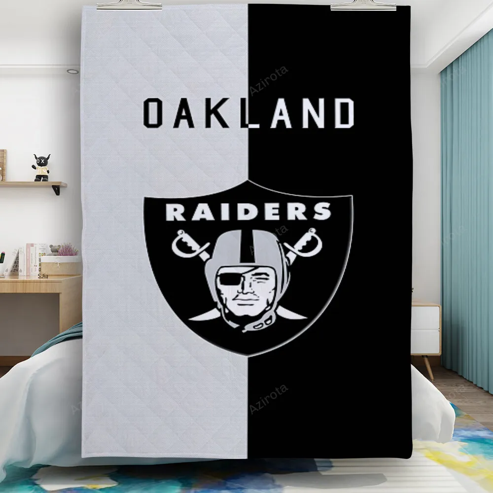 Las Vegas Raiders Logo Black And White Gift For Fan 3D Full Printing Quilt