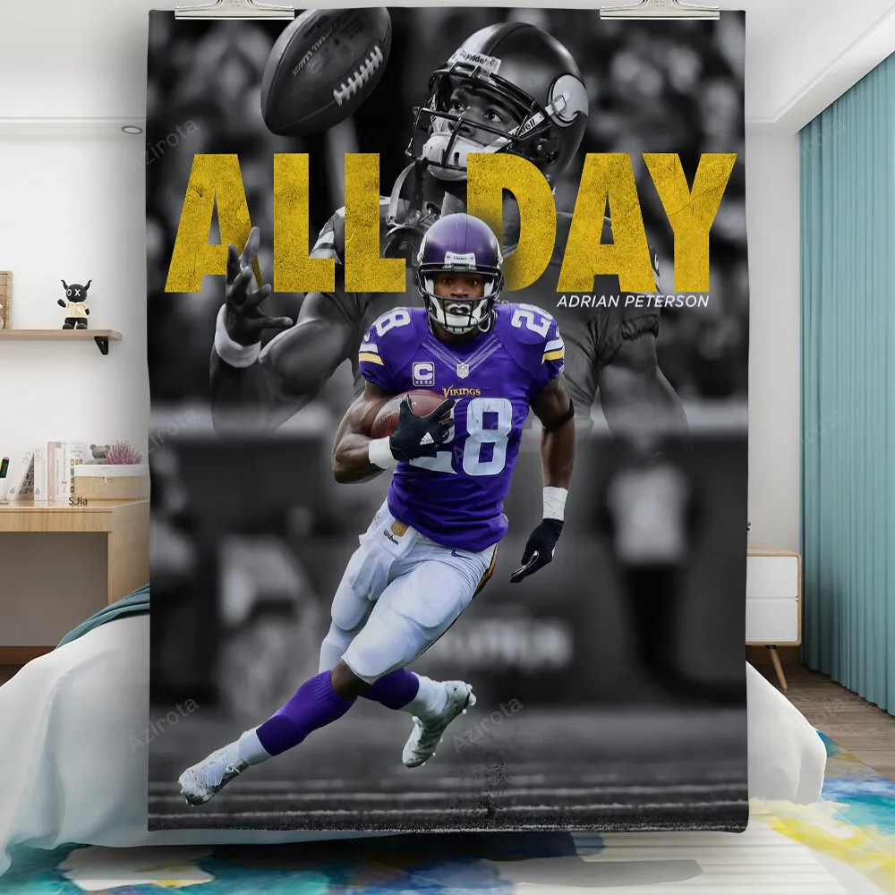 Minnesota Vikings Adrian Peterson 28 All Day Gift For Fan 3D Full Printing Quilt