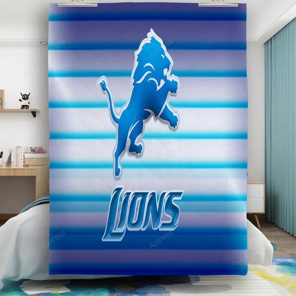 Detroit Lions Emblem v4 Gift For Fan 3D Full Printing Quilt