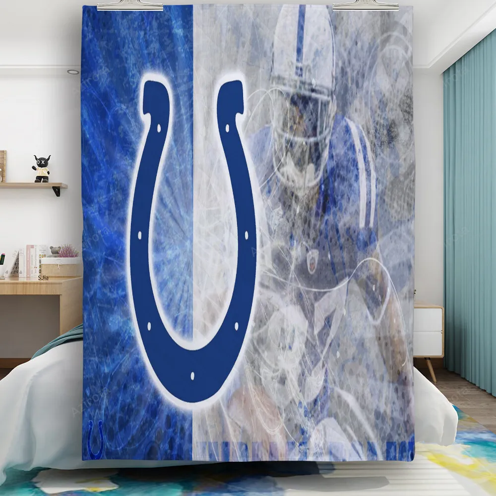 Indianapolis Colts Horseshoe Player White Blue Gift For Fan 3D Full Printing Quilt