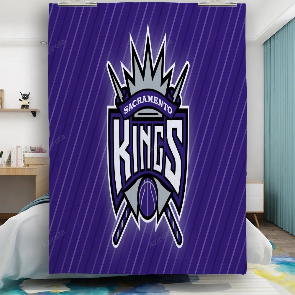 Sacramento Kings Emblem Texture Stripe Gift For Fan 3D Full Printing Quilt