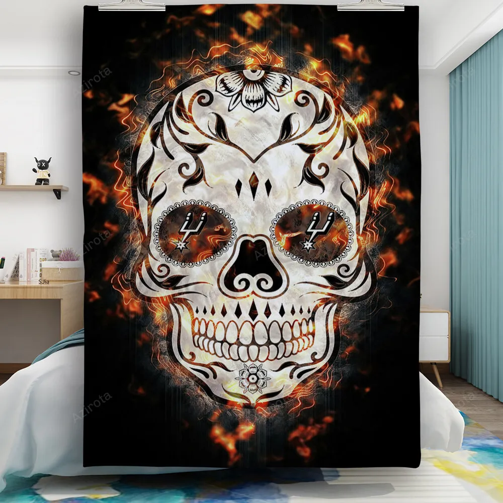 San Antonio Spurs Skull Fire Gift For Fan 3D Full Printing Quilt