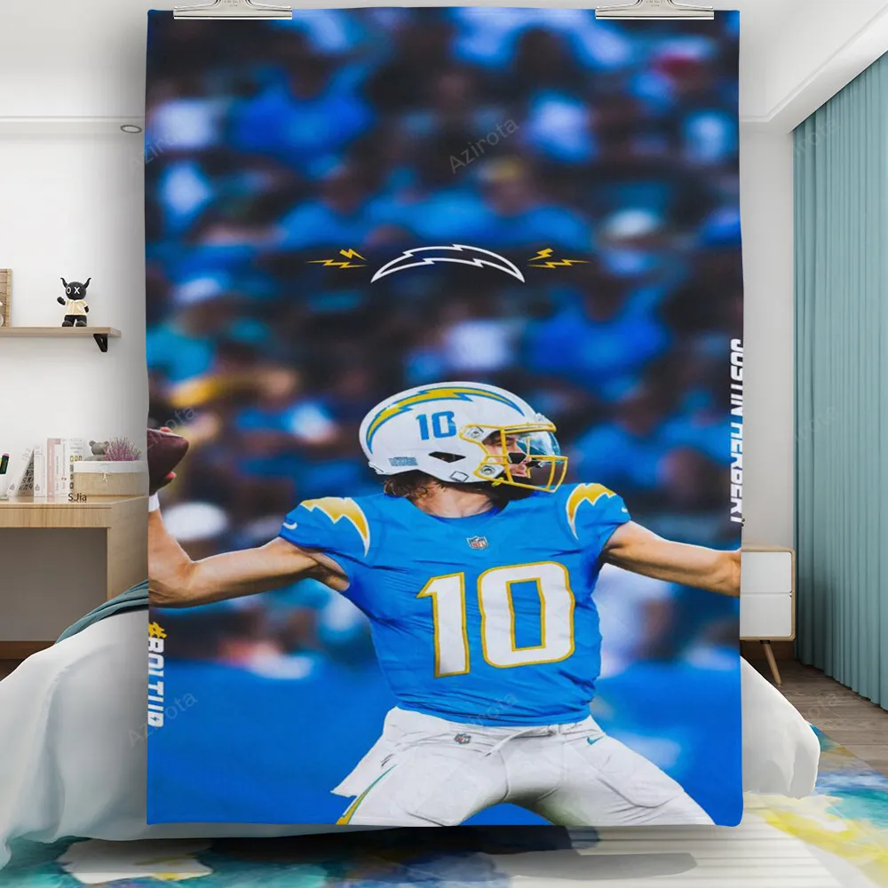 Los Angeles Chargers Justin Herbert4 Gift For Fan 3D Full Printing Quilt