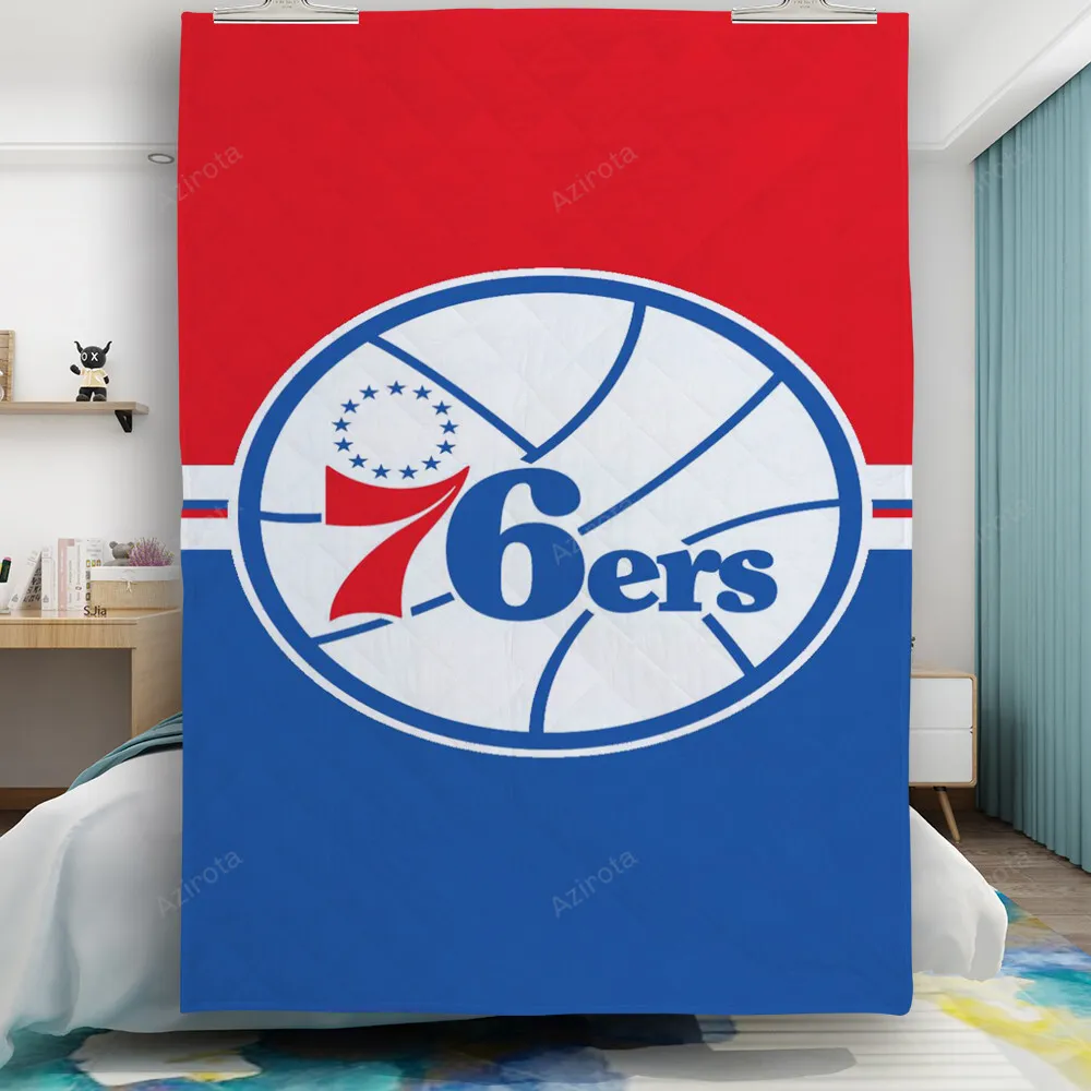Philadelphia 76ers Blue Red Silk Gift For Fan 3D Full Printing Quilt