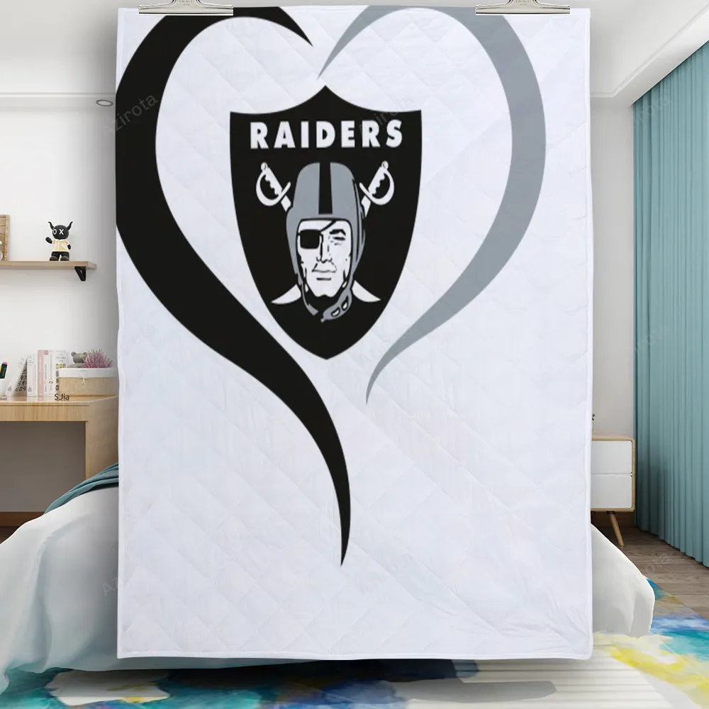 Las Vegas Raiders Heart Gift For Fan 3D Full Printing Quilt