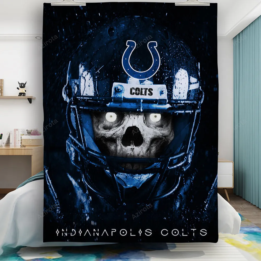Indianapolis Colts Skull Wearing Helmet Gift For Fan 3D Full Printing Quilt