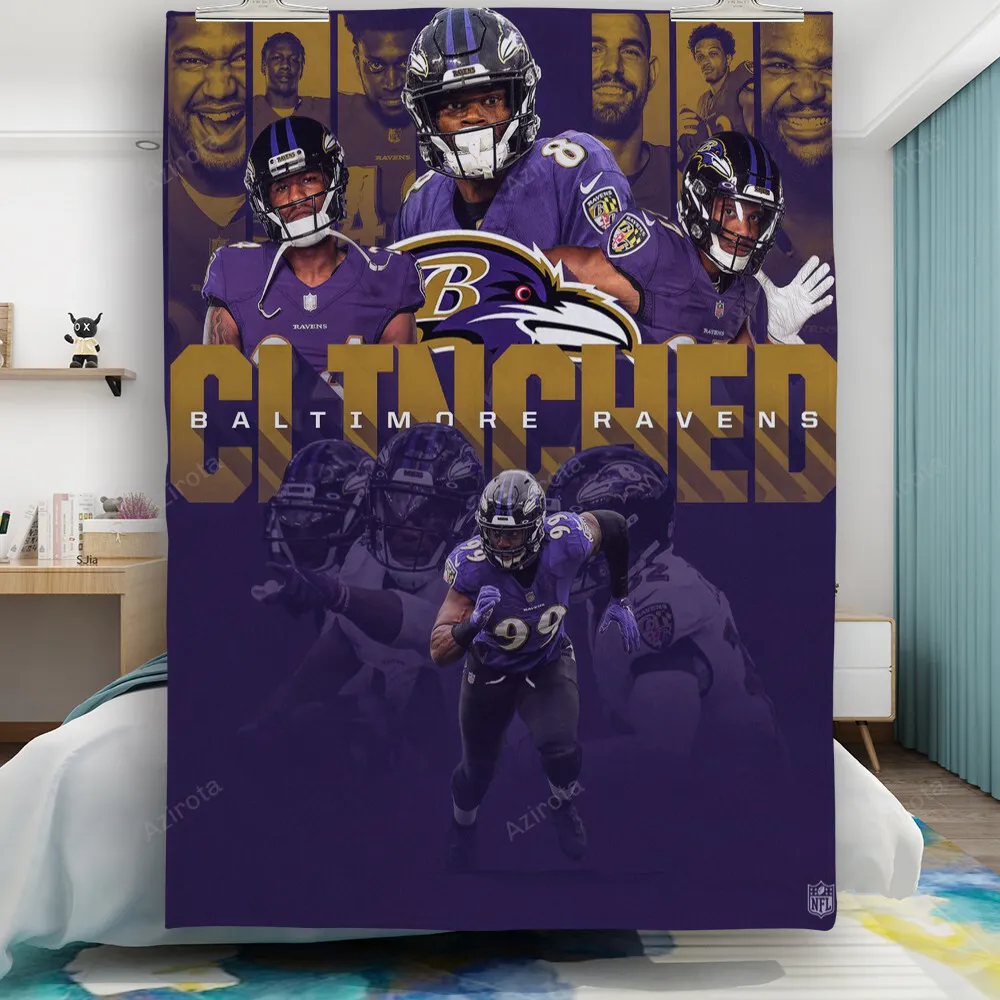 Baltimore Ravens Clinched Team2 Gift For Fan 3D Full Printing Quilt