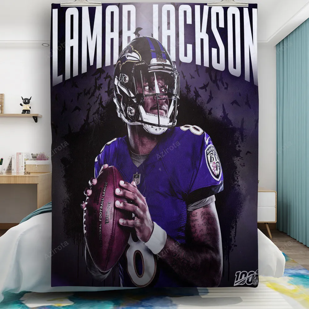 Baltimore Ravens Lamar Jackson 8 v2 Gift For Fan 3D Full Printing Quilt