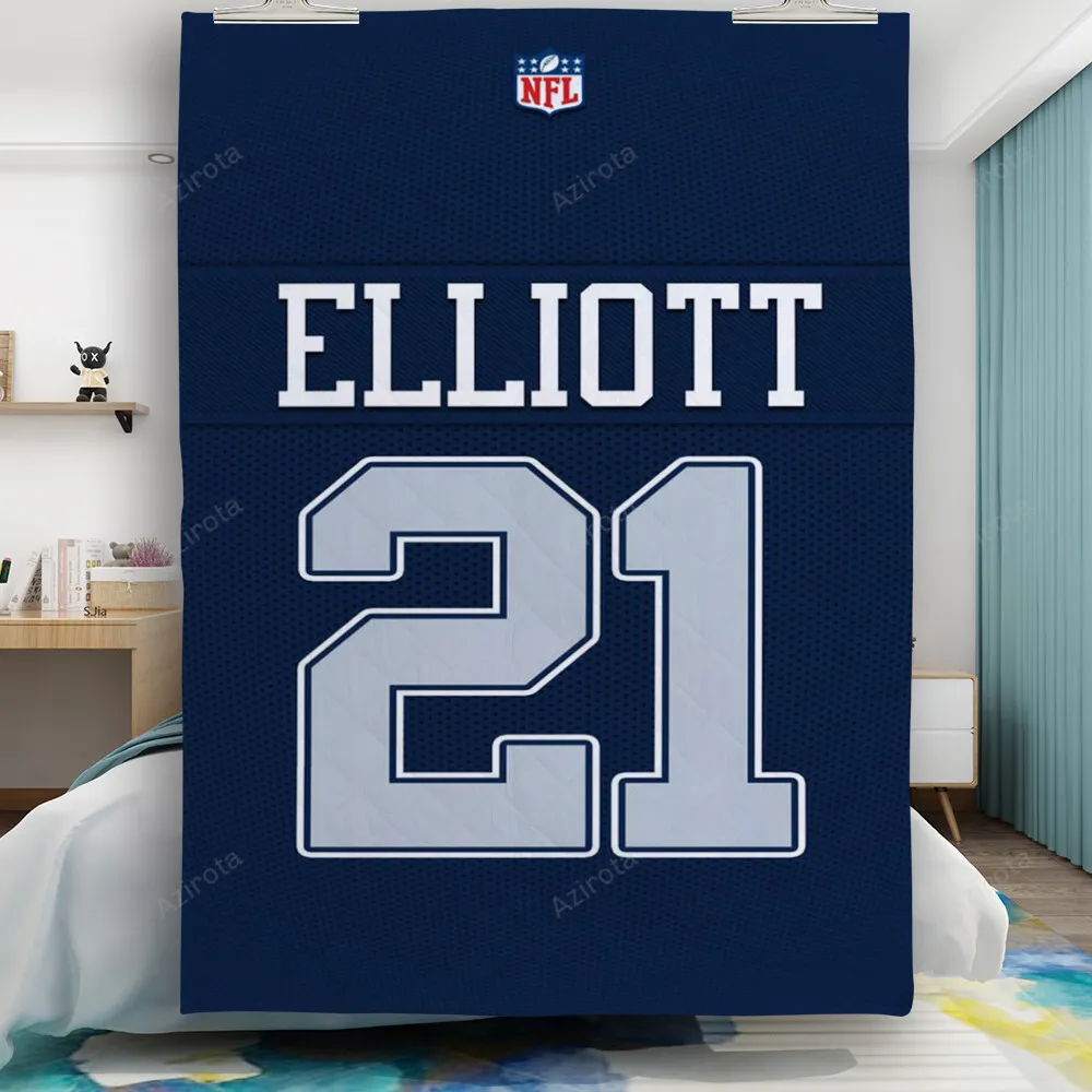 Dallas Cowboys Elliott 21 Jersey Gift For Fan 3D Full Printing Quilt