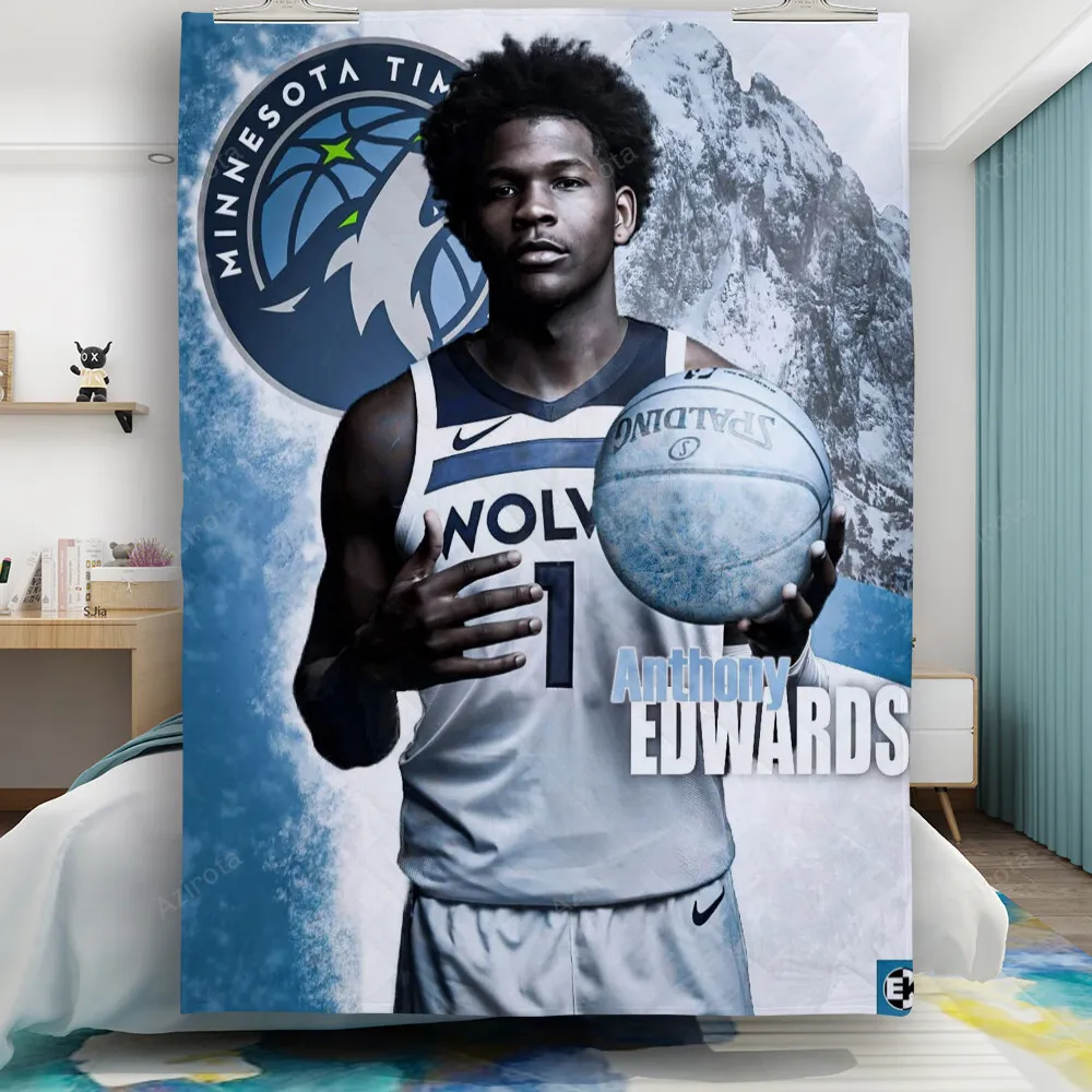 Minnesota Timberwolves 1 Anthony Edward v40 Gift For Fan 3D Full Printing Quilt