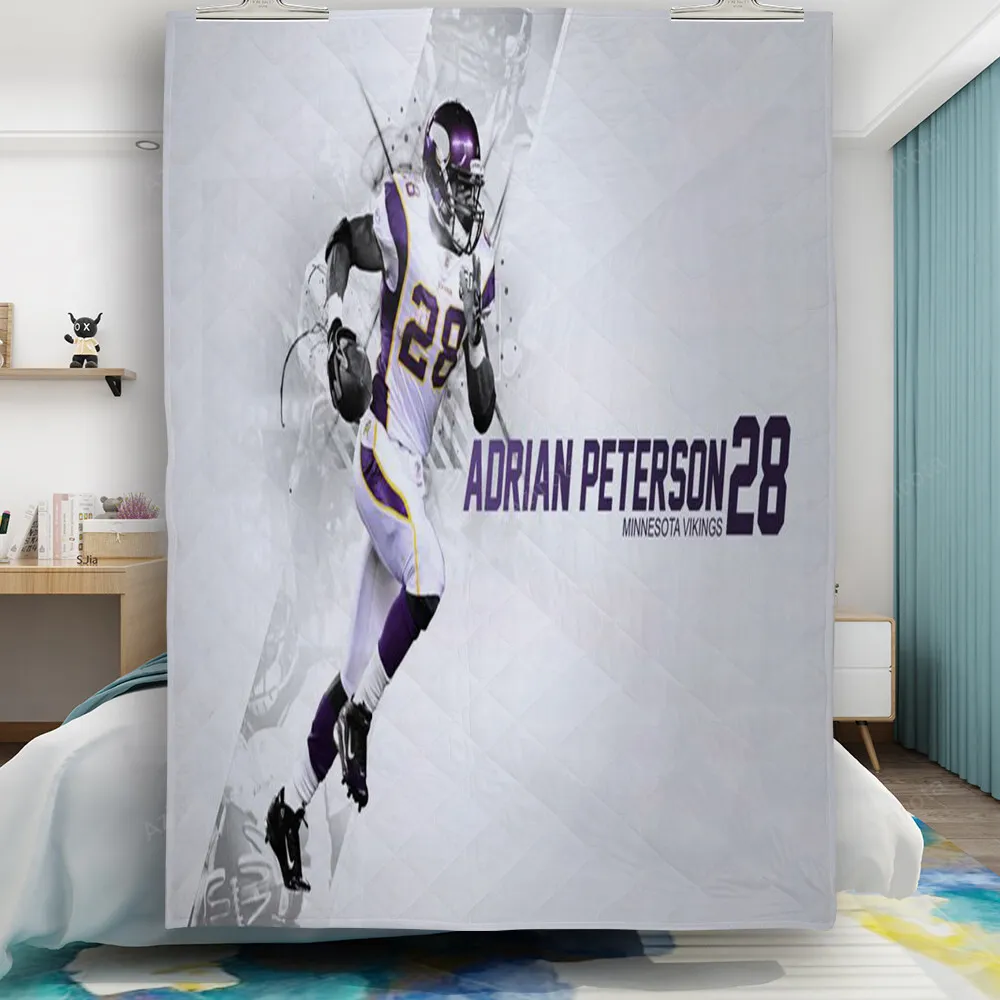 Minnesota Vikings Adrian Peterson 28 Gift For Fan 3D Full Printing Quilt
