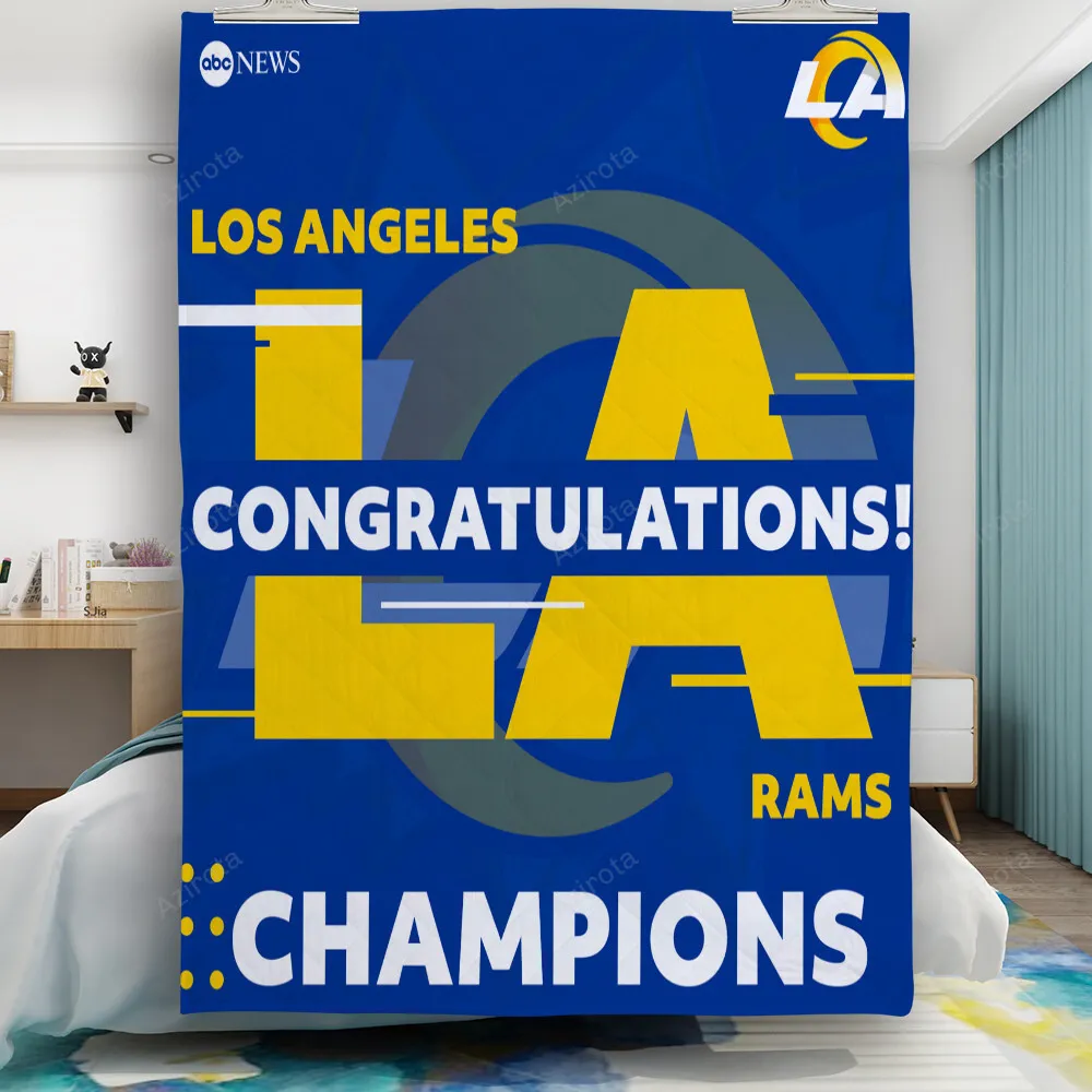 Los Angeles Rams Congratulations Blue Gift For Fan 3D Full Printing Quilt