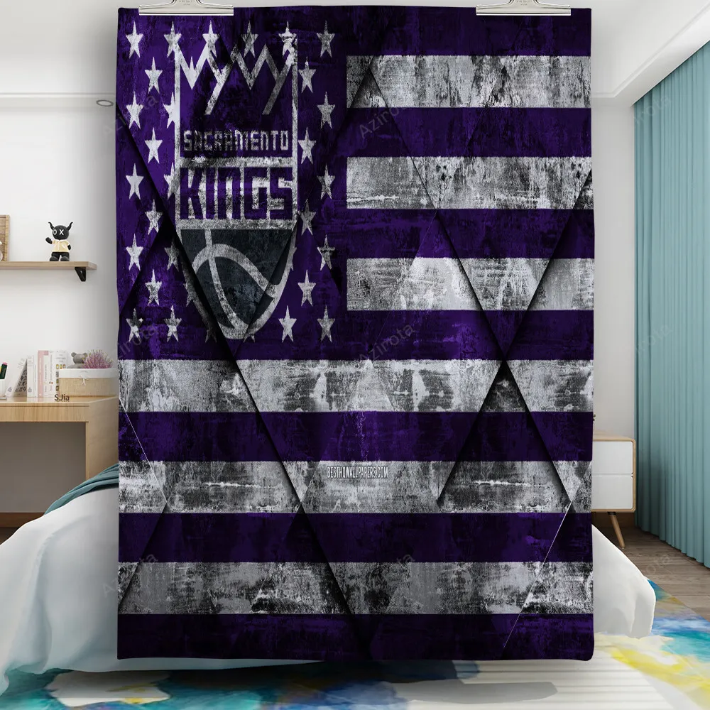 Sacramento Kings Emblem Texture Flag Gift For Fan 3D Full Printing Quilt