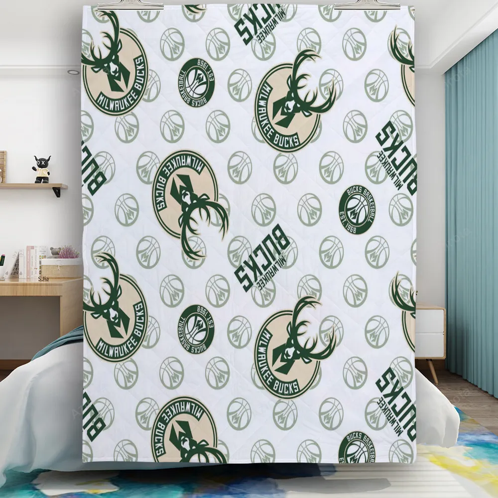 Milwaukee Bucks Emblem v42 Gift For Fan 3D Full Printing Quilt