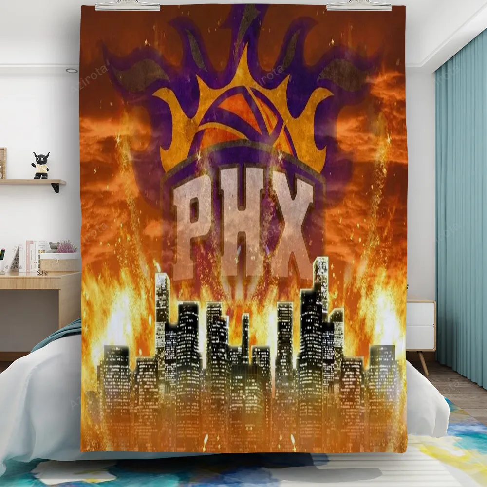 Phoenix Suns Emblem City Fire Gift For Fan 3D Full Printing Quilt