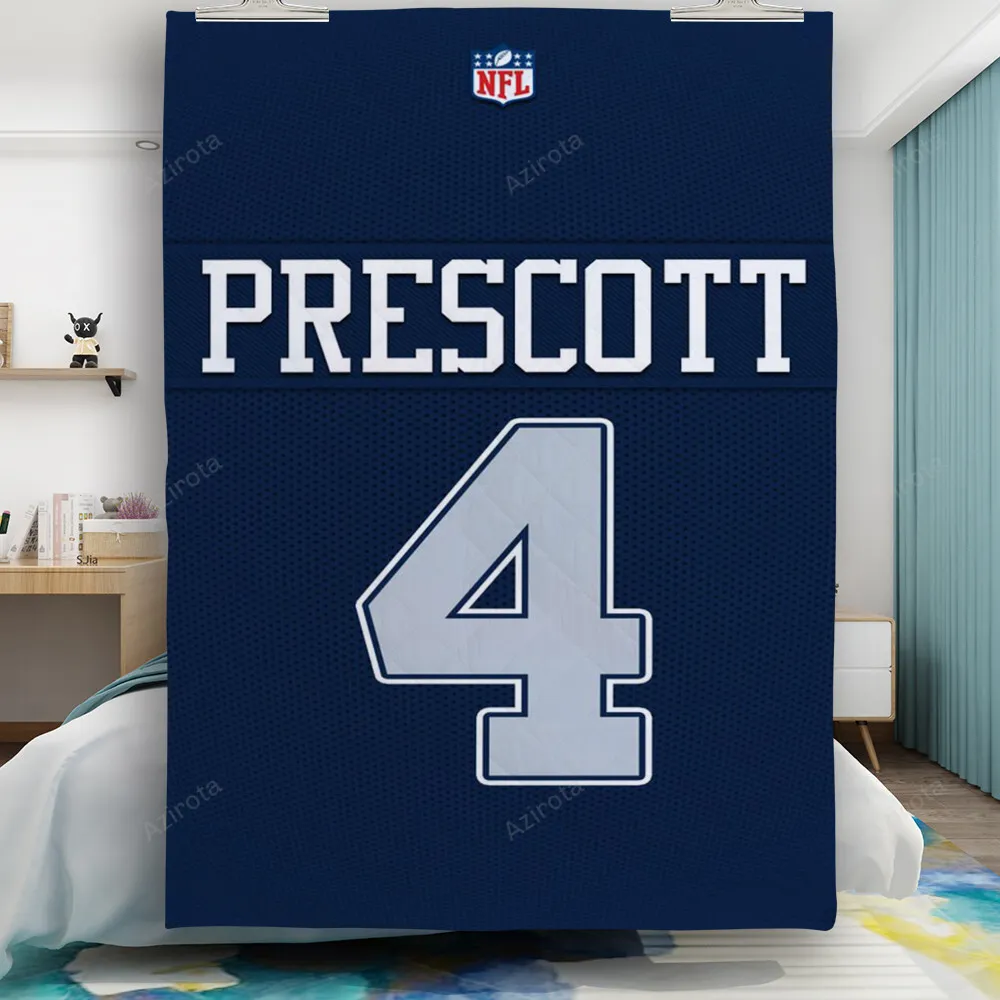 Dallas Cowboys PreScott 4 Jersey Gift For Fan 3D Full Printing Quilt