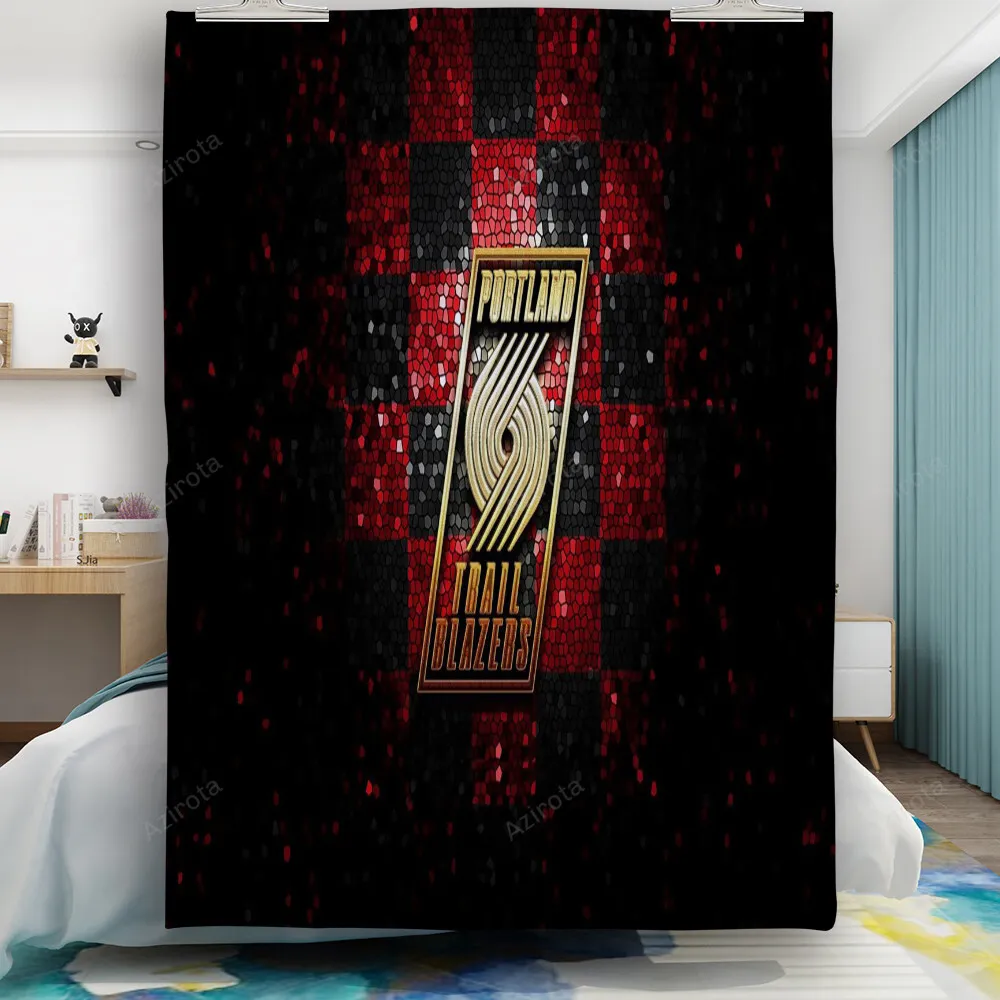 Portland Trail Blazers Golden Red Blue Glass Gift For Fan 3D Full Printing Quilt