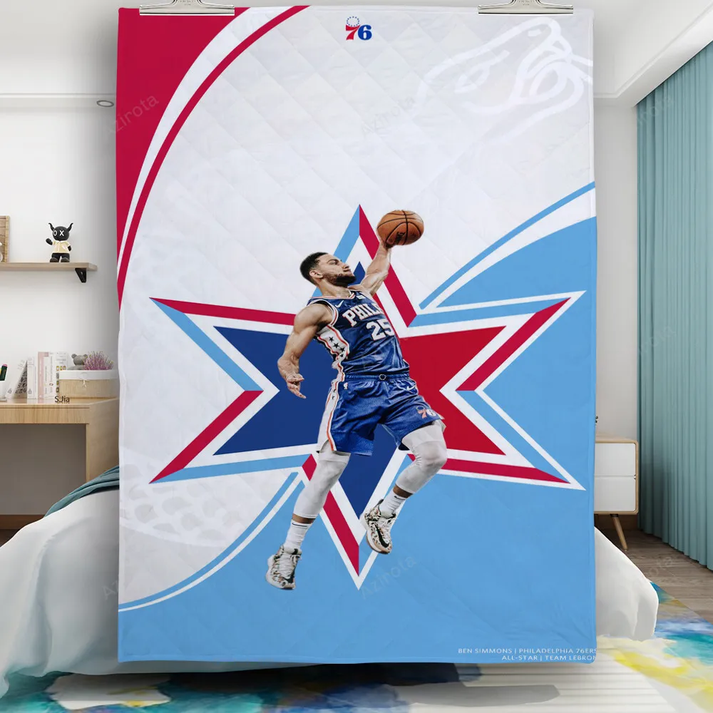 Philadelphia 76ers Ben Simmons Throwing Ball Gift For Fan 3D Full Printing Quilt