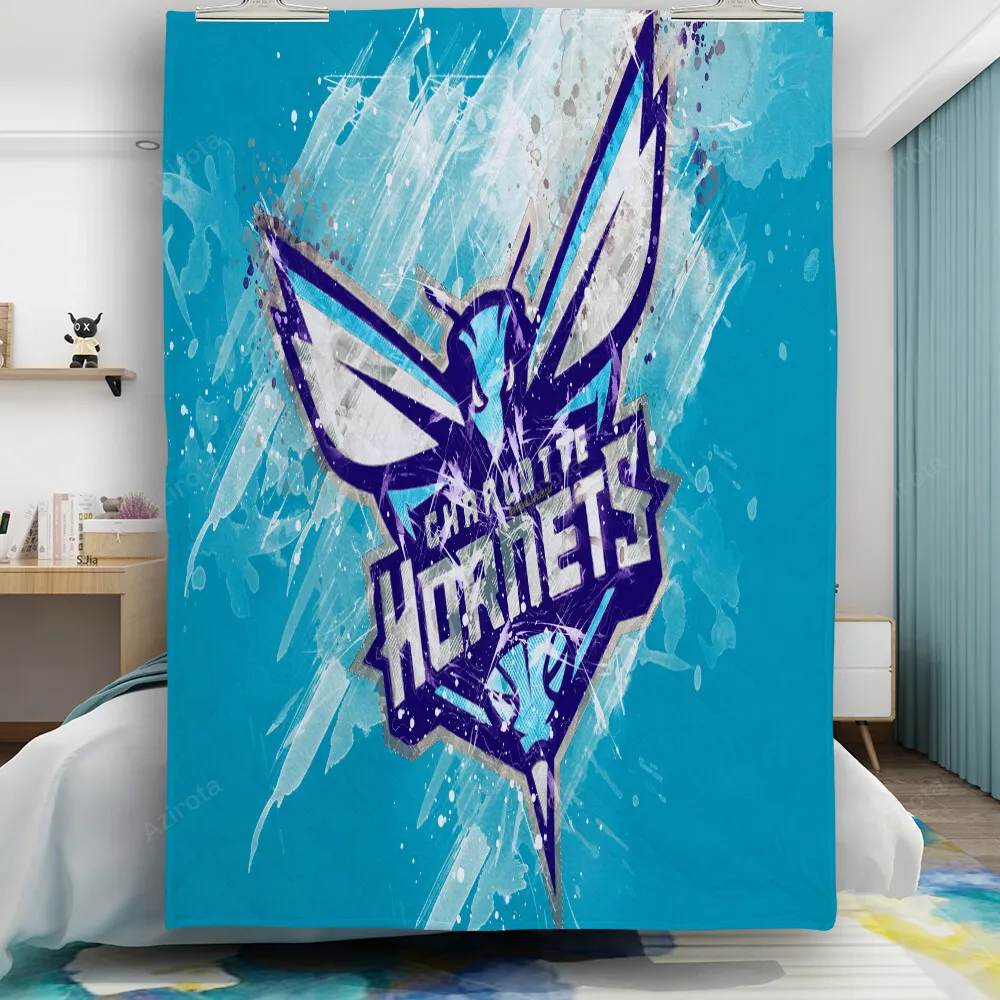Charlotte Hornets Blue White Gift For Fan 3D Full Printing Quilt