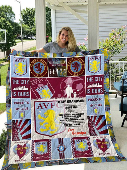 Aston Villa FC To My Grandson Love Grandpa 3D Full Printing Quilt 3763