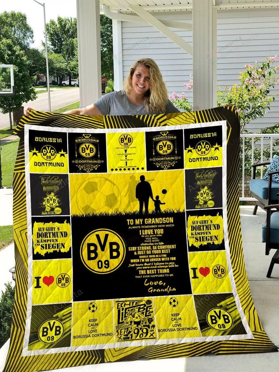Borussia Dortmund Black Yellow To My Grandson Love Grandpa 3D Full Printing Quilt