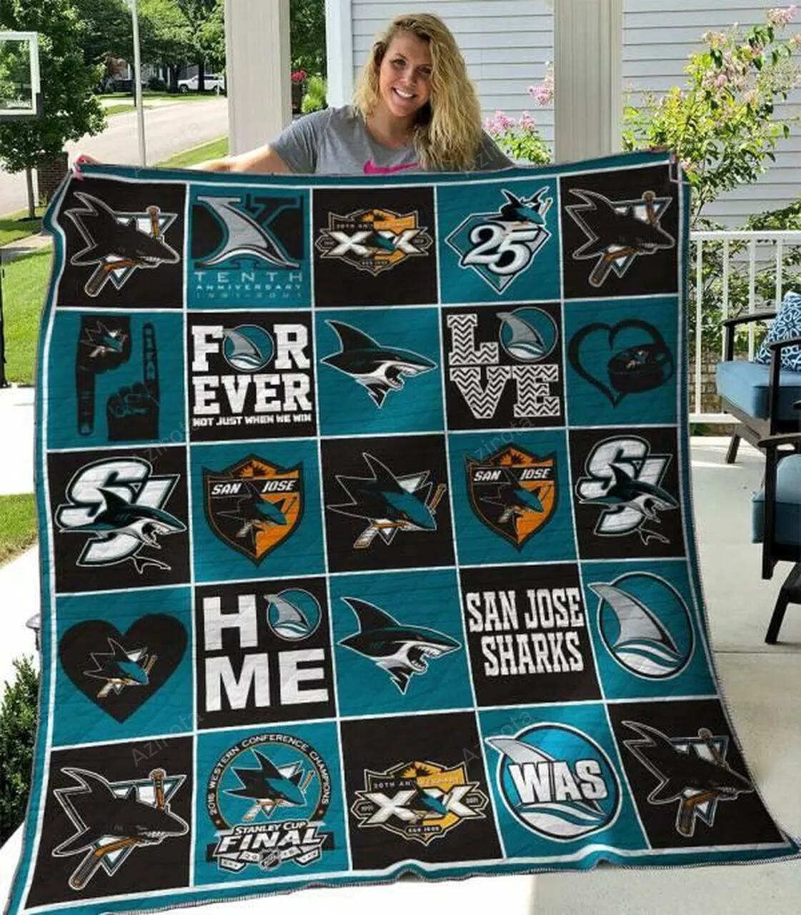 San Jose Sharks 3D Full Printing Quilt V3