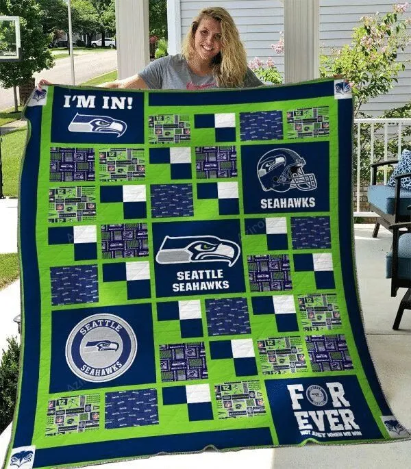 Seattle Seahawks Navy Green 3D Full Printing Quilt