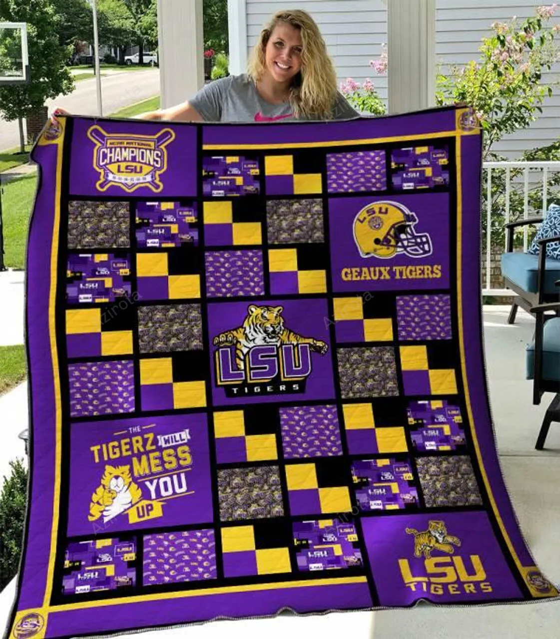 LSU Tigers Purple 3D Full Printing Quilt