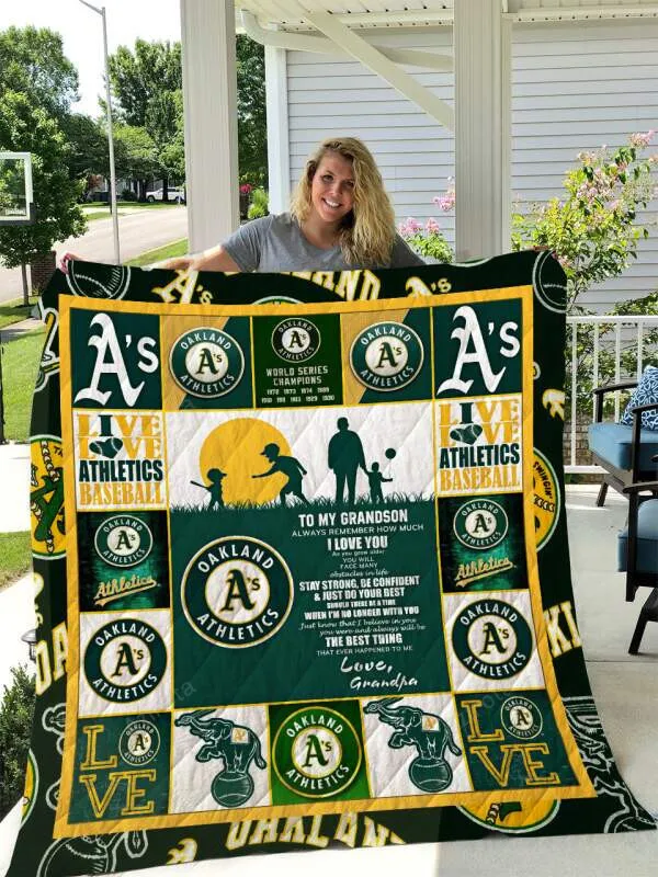 Oakland Athletics To My Grandson Love Grandpa 3D Full Printing Quilt
