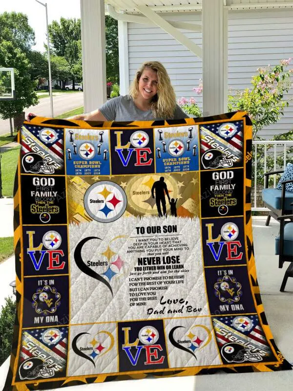 Pittsburgh Steelers To Our Son Love Dad And Bev 3D Full Printing Quilt
