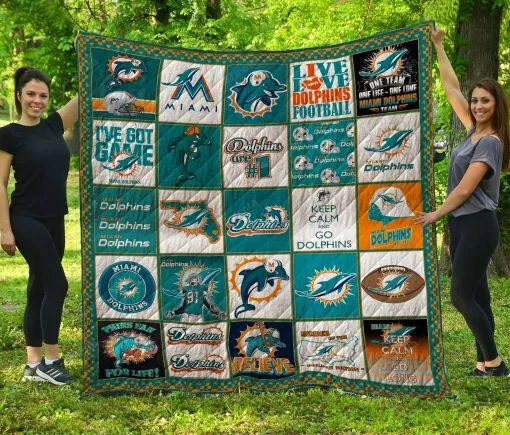 Miami Dolphins Team3D Full Printing Quilt