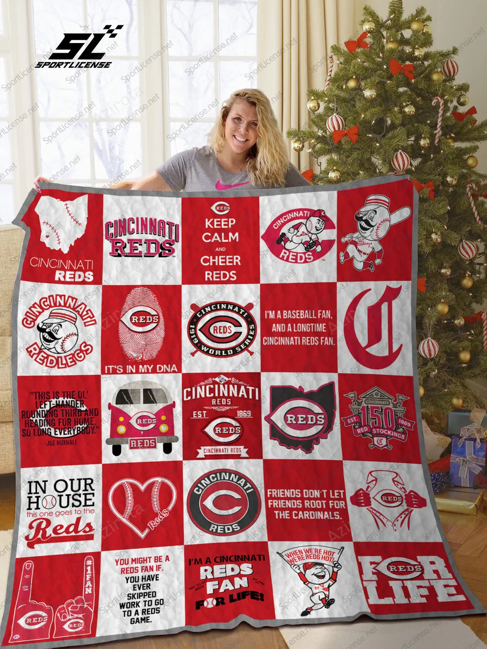 Cincinnati Reds 3D Full Printing Quilt V9