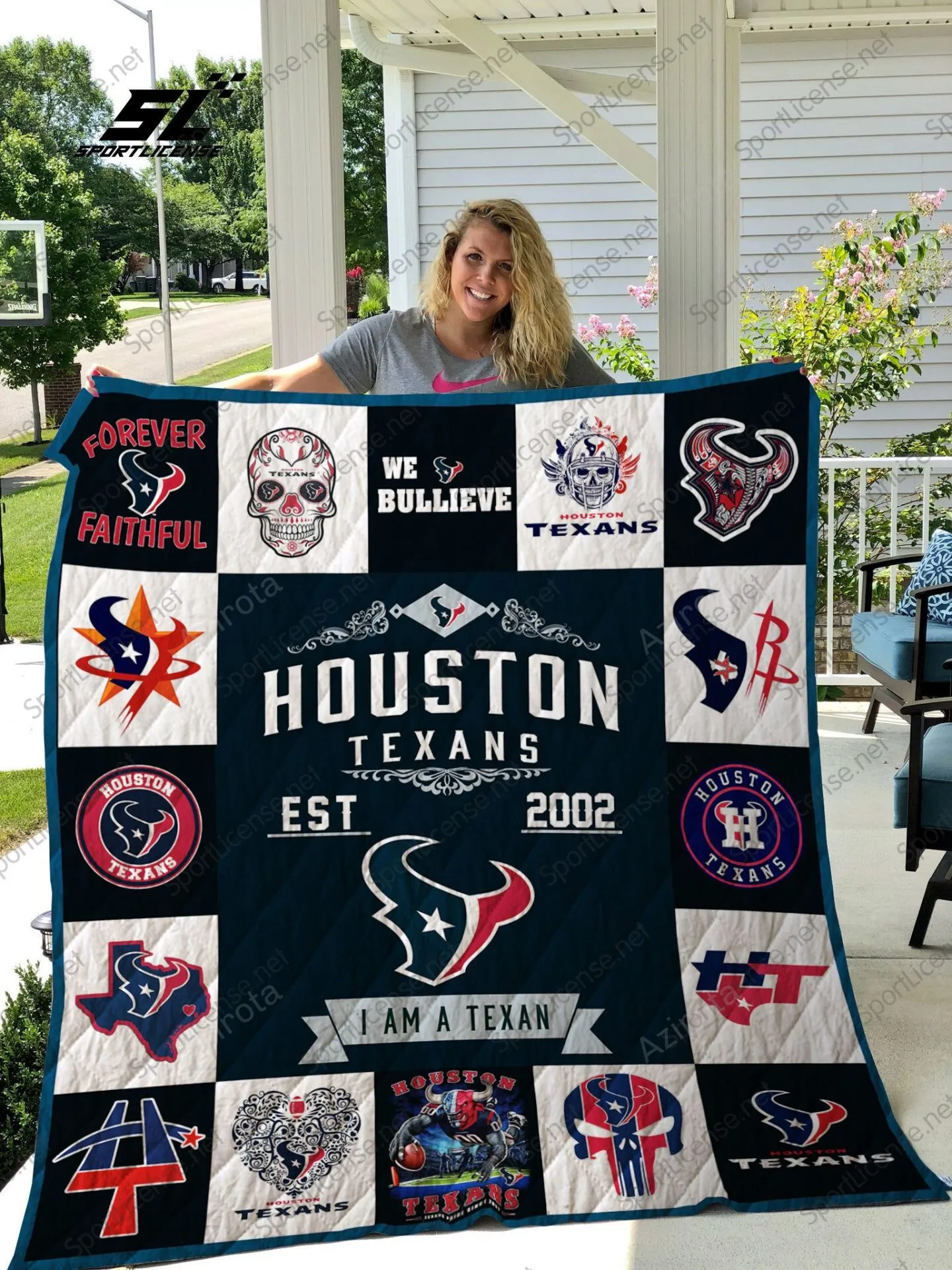 Houston Texans Blue Est 2002 3D Full Printing Quilt