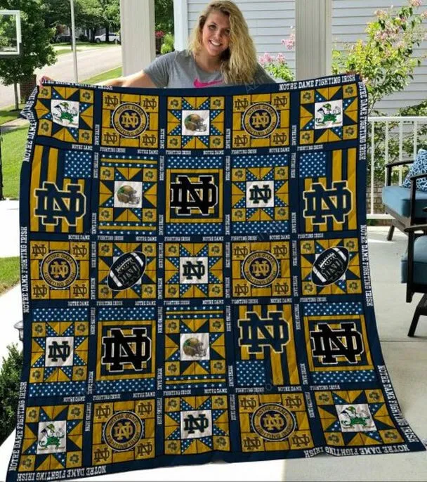ND Logo Notre Dame Fighting Irish Collected Loved 3D Full Printing Quilt