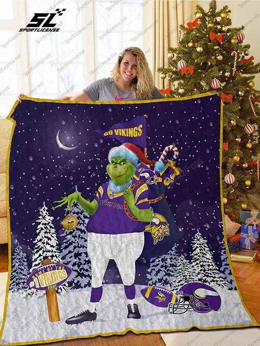 Minnesota Vikings Grinch Santa 3D Full Printing Quilt 6978