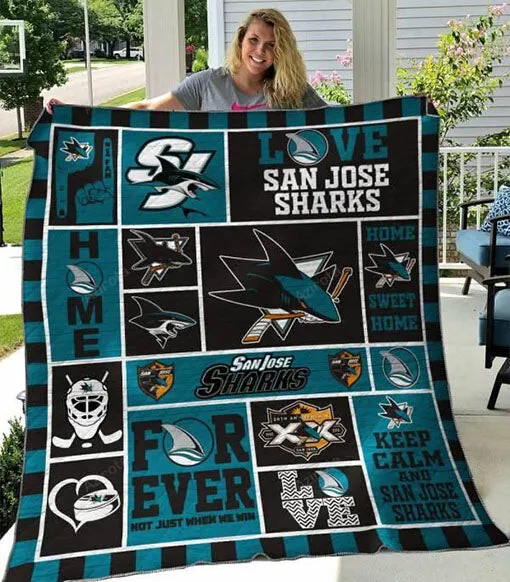 San Jose Sharks Home Sweet Home 3D Full Printing Quilt Customized Blanket For Birthday Christmas Thanksgiving 3700