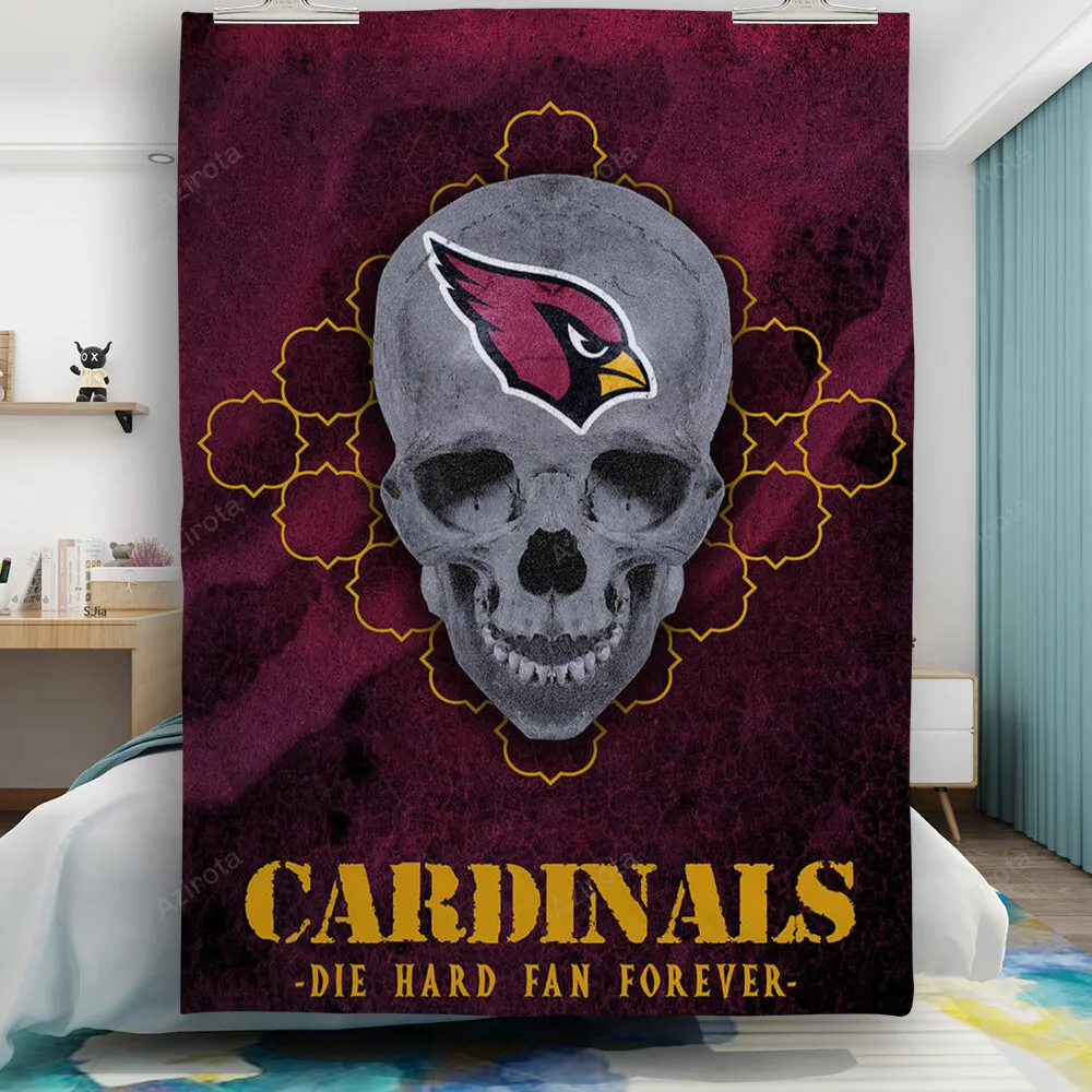 Arizona Cardinals Skull Gift For Fan 3D Full Printing Quilt