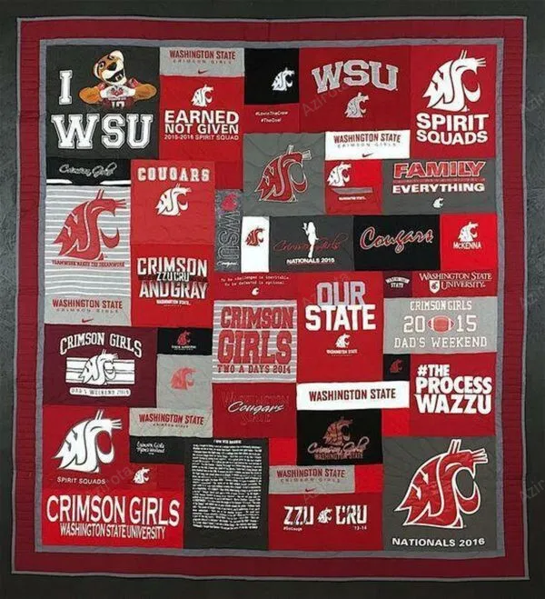 Washington State Cougars I Love WSU Red Grey 3D Full Printing Quilt