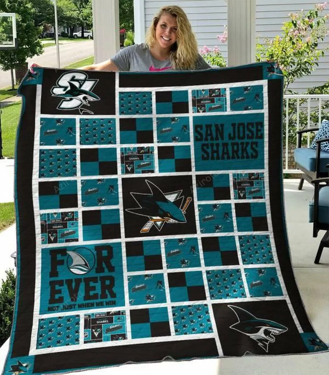 San Jose Sharks 3D Full Printing Quilt V2