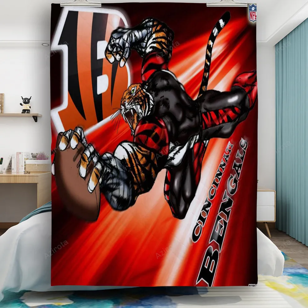 Cincinnati Bengals Emblem Tiger Flying Gift For Fan 3D Full Printing Quilt