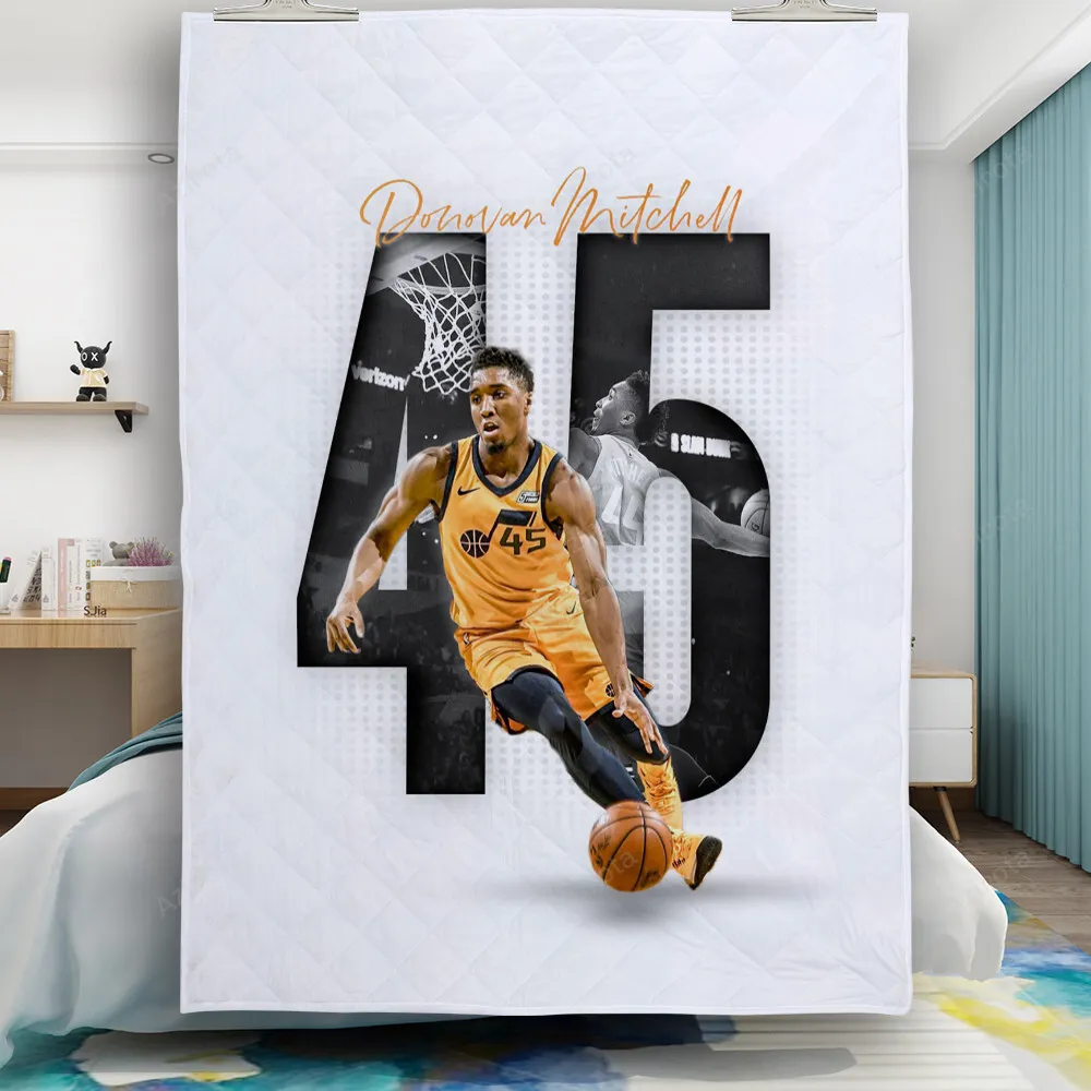 Utah Jazz 45 Donova Mitchell v23 Gift For Fan 3D Full Printing Quilt