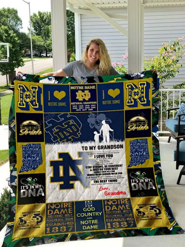 Notre Dame Fighting Irish To My Grandson Love Grandmom 3D Full Printing Quilt