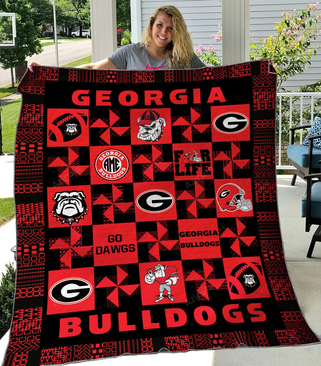 Georgia Bulldogs 3D Full Printing Quilt V6