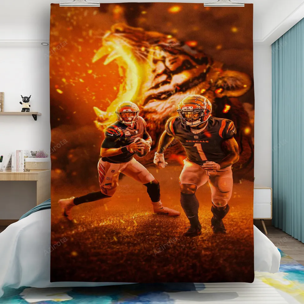 Cincinnati Bengals Team Fire Gift For Fan 3D Full Printing Quilt