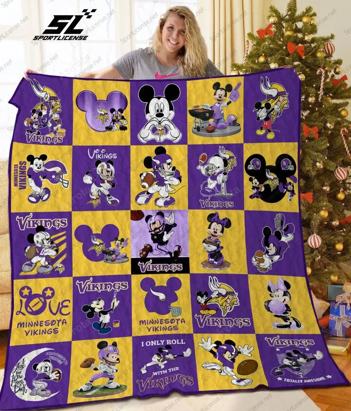 Minnesota Vikings Mickey Mouse 3D Full Printing Quilt