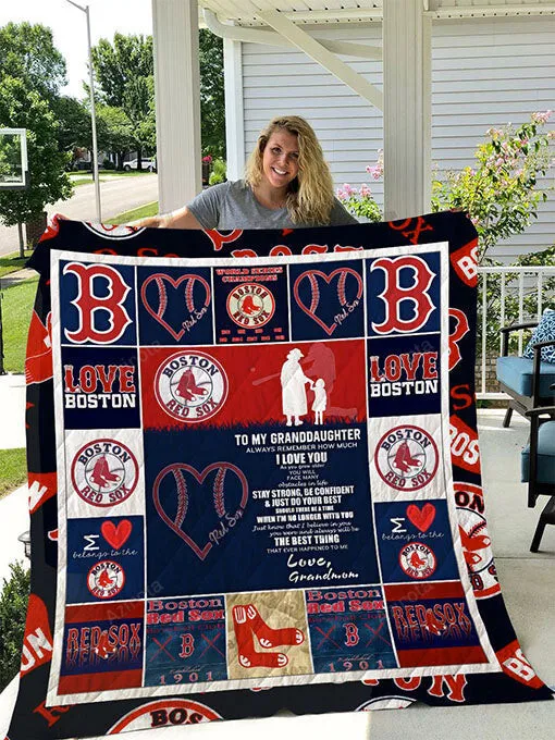 Personalized Boston Red Sox To My Granddaughter From Grandmom 3D Full Printing Quilt Great Customized Gifts For Birthday Christmas Thanksgiving Perfect Gifts 7718