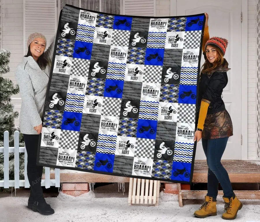 Motocross 3D Full Printing Quilt Braden Minky Darker Blue