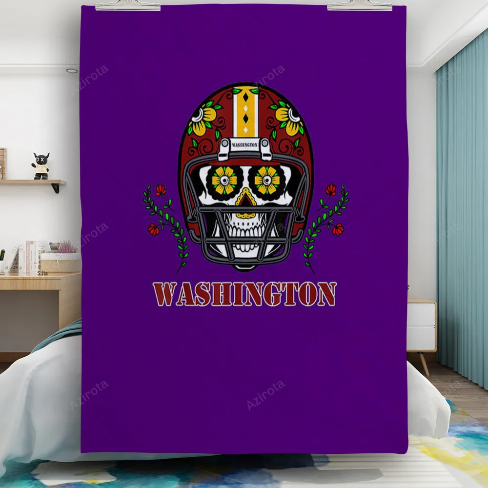 Washington Football Team Skull Wearing Flowers Helmet Gift For Fan 3D Full Printing Quilt