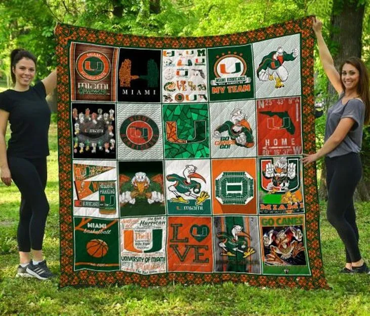 I Love Miami Hurricanes Collection 3D Full Printing Quilt